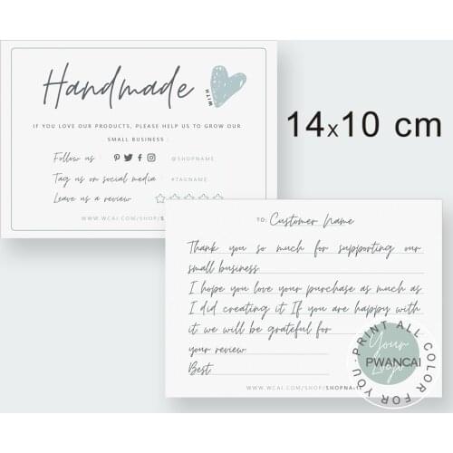 Personalized Handmade With Love Card For Customers - Instant Download Business Note - Social Media Icons & Handwritten Note