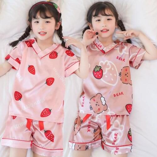 Girl Kids Sleepwear Pijama Sets Boy Baby Clothes Toddler Strawberry Pattern Clothing Tops Shorts Pants Pyjamas Nightgown 3-8 Yrs