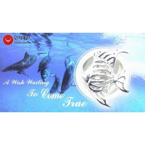 Qingmos 20mm Fish Cage Holder Love Pearl Chokers Necklace for Women with Oyster Wish Pearl Trendy Pendant Necklace Gift Box-3622