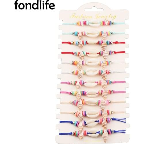 6mm Rainbow Polymer Clay Heishi Beads Cowrie Shell Sea Snail Conch String Handmade Bracelet Women Cord Pull Cord Jewelry Gift