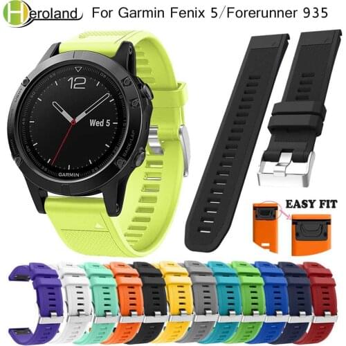 Watch bands Easy fit 22mm bracelet strap for Garmin Fenix 5 Forerunner 935 quick release sport soft silicone Watch wrist Strap