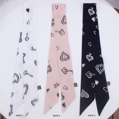 2019 HOT twill silk scarf women printed neck scarf small long scarves hair band bag ribbon constellation tie scarf for girls