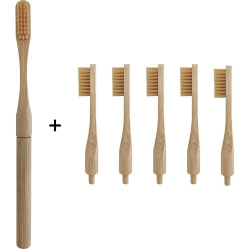 Hot Slae Oral Bamboo Toothbrush with Plug-in Replacement Brush Heads Jointed Soft Bristles Bush Heads Teeth Oral Cleaning Care