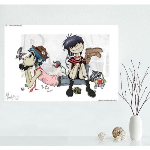 Custom Canvas Gorillaz Poster Art Decoration Poster Cloth Fabric Wall Poster Print Silk Fabric &QAZ98K