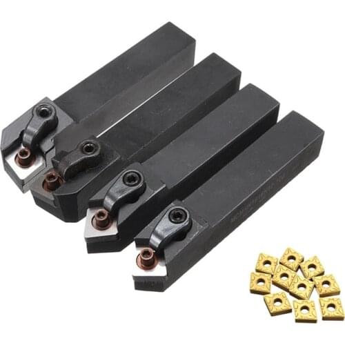 4pcs MCMNN1616H12 MCGNR1616H12 MCMNN1616H12 MCGNL1616K12 Lathe Turning Tool Holder with 10pcs CNMG120408 Carbide Insert Durable