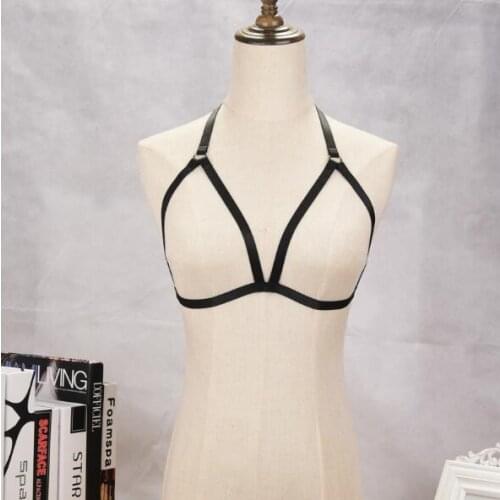 Body Harness Bandage Girl Elastic Bra Straps Cross Bra Crop Top Hollow Out Unlined Bandage Bra Underwear 00409