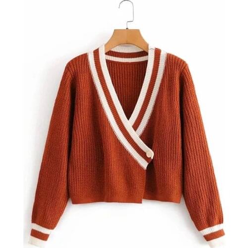 New Pop Autumn Winter Women Knit Cardigan V-neckline Long Sleeves Wrap Knitted Sweater Casual femme vetement ropa mujer