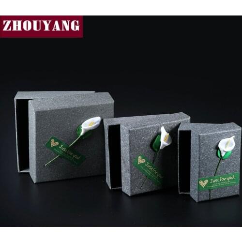 ZHOUYANG Top Quality Simple Transparent Black White 7*7 cm PACKAGING Jewelry BOX For Ring Earring Necklace Sets JPB008