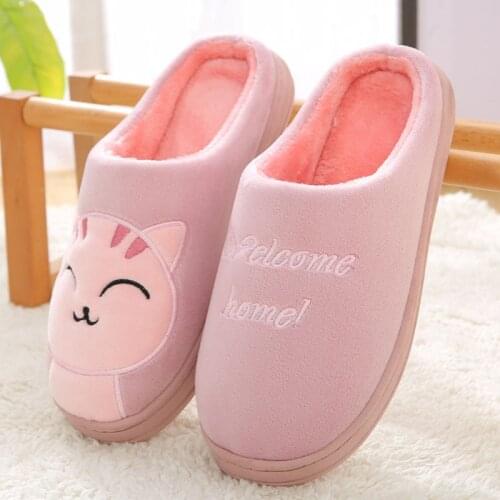 Winter Cartoon Couple Slippers Home Fur Slippers Women Warm Cotton Slippers Cute Animals Indoor Thickening Women shoes