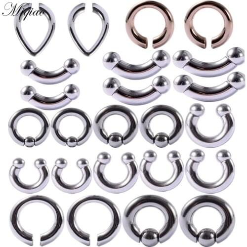 Miqiao 2pcs Fashionable and Simple Stainless Steel U-shaped Curved Rod Round Ear Expander Body Piercing Jewelry