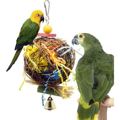 2 Pack Bird Chewing Toys Foraging Shredder Toy Parrot Cage Shredder Toy Foraging Hanging Toy for Cockatiel Conure African