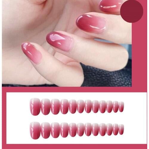 24Pcs/Set Detachable Fake Nails French Style Colorful Fashion Women Fake Full Tips False Nail Stickers Set for Manicure