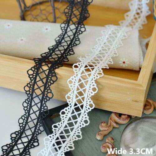 3.3CM Wide White Black Cotton Guipure Lace Fabric Embroidery Fringe Ribbon Dress Collar Neckline Trim Dress Clothes Sewing Decor