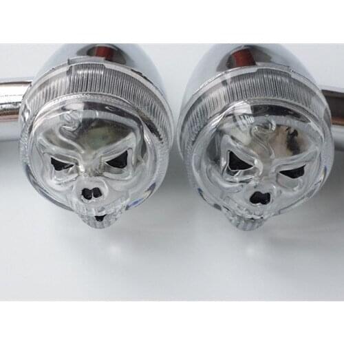 For HARLEY HONDA KAWASAKI SUZUKI YAMAHA Cruiser Chopper BIG DOG Cafe Racer Freeshipping 3D BLACK EYE SKULL BULLET TURN SIGNALS