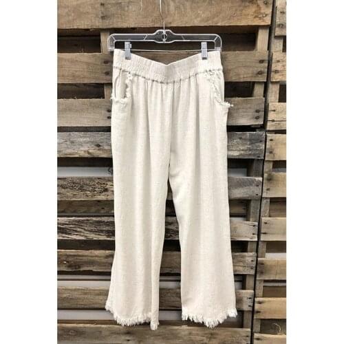 Spring Summer Women Cropped Trousers Cotton Linen Wide-leg Pants Loose Thin Casual Pants