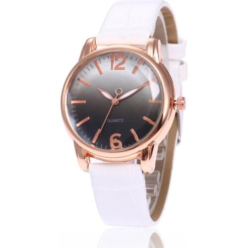 Gnova Platinum Women Watches Fashion Gradient Face Pu Leather Band Female Table Wristwatch Ladies Casual Clock Relogio