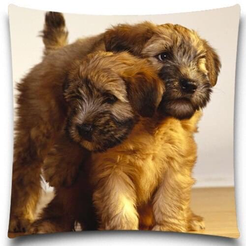 Two cute little puppies Pillows Case Cotton Polyester Sofa Car Cotton Cushion Cover Creative Decoration