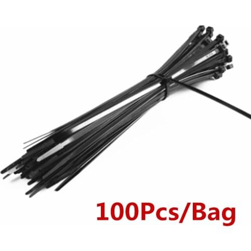 100PCS 3 X 60/80/100/120/150/200mm 4 X 150/200/250/300 Black Cable Wire Zip Ties Self Locking Nylon Cable Tie
