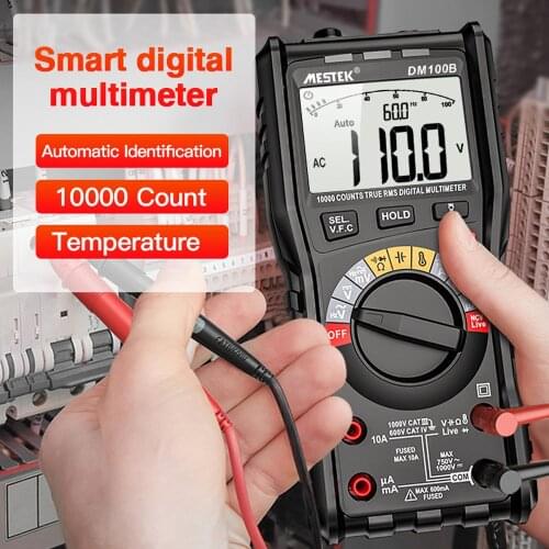 MESTEK DM100B Digital Multimeter True RMS NCV Current AC DC Voltmeter 10A Capacitance Resistance Tester Multimeter Auto Range