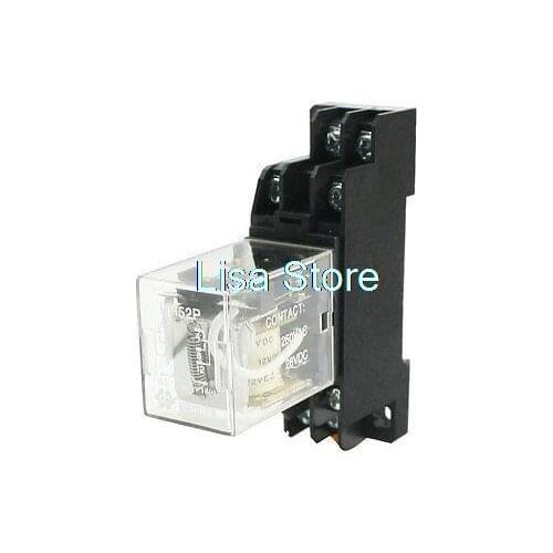 DC 12V Coils DP2T 8 Terminals Motor Control Electromagnetic Power Relay w Socket