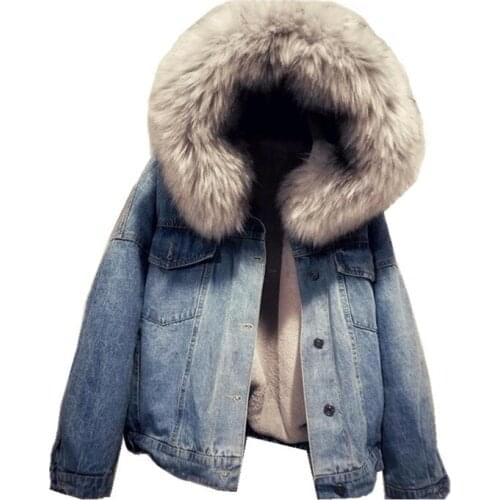 Denim jacket Women Winter Coat Female Bomber Jacket Warm Cotton Parkas Hoodie Outerwear Woman Coats Denim 2019 NewJackets Coat