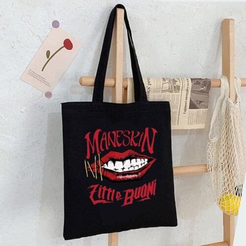 Maneskin Hip Hop Harajuku Gothic Style Canvas Shopper Large Bags Capacity Vintage Womens Bags Shoulder Handbag Teacher Bag