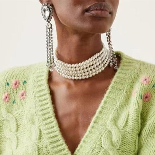 JIJIAWENHUA New Rhinestone Long Claw Chain Tassel Draping Womens Earrings Dinner Party Wedding Fashion Jewelry Accessories