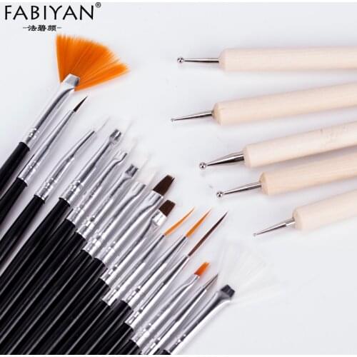 15pcs Set Black Nail Art Drawing Brush 5pcs Wooden Dotting Pen UV Gel Polish Painting 2 Way Liner Tools Manicure Salon Extension
