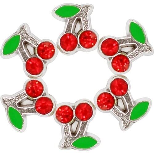 Red Crystal Cherry Fruit Floating Charms For Living Memory Glass Floating Locket Pendants Necklace DIY Accessories 10pcs/lot