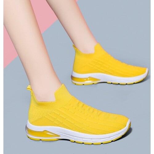 Womens Sneakers Knitting Breathable Slip On Women Sock Shoes Woman Vulcanized Shoes Casual Ladies Comfortable Walking Shoe New