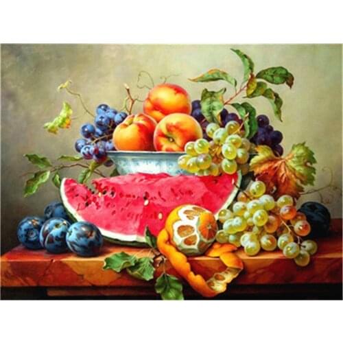 Fruit DIY Embroidery Cross Stitch 11CT Kits Needlework Craft Set Printed Canvas Cotton Thread Home Decoration Room