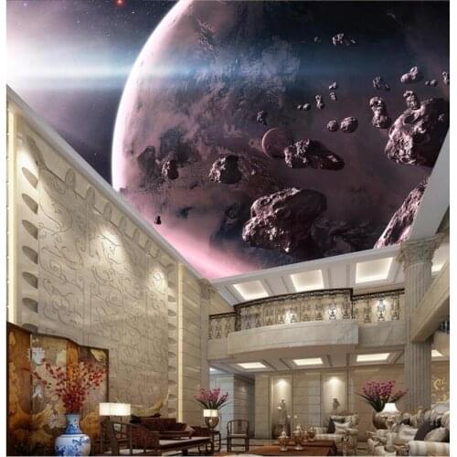 Custom photo 3d ceiling murals wallpaper 3d on the wall Meteorite space planet home decor living room 3d wall muarls wallpaper