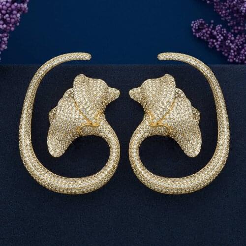 Luxury Flower Lily Copper AAA Cubic Zirconia Big Wide Circle Earrings for Girls And Women Anniversary Accessories wedding Gift