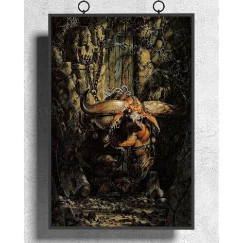 H362 Silk Poster Home Decoration fantasy Minotaur with ax and chain Wall Art Christmas Gift