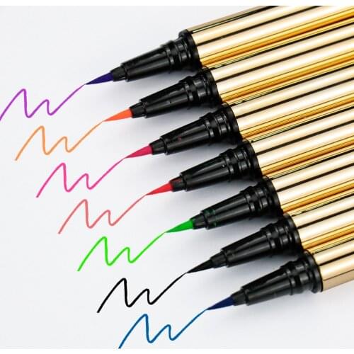 7 Colors Colorful Eyeliner Pen Private Label Eye Pencil Long-lasting Waterproof Sweatproof No Blooming Eye Makeup Golden Tube