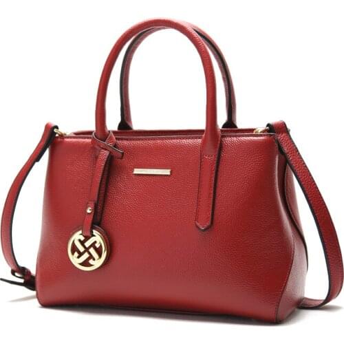 Real leather womens handbag Pure color Large capacity shoulder bag for women of Famous Brand luxury genuine leather bag