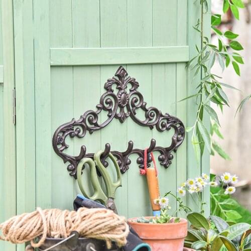 Sungmor Cast Iron Rustic Coat Hook Hanger with 5 Hooks - Practical Iron Storage Organizer/Wall Hooks Hanging Rack Pretty Pattern