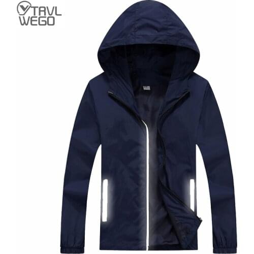 TRVLWEGO Reflective Zipper Outdoor Hiking Jacket Outdoors Spring Autumn Men UV-Proof Thin Windproof Bike Multi-function Coat