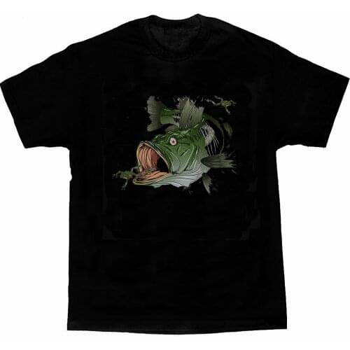 Unique Skull Largemouth Bass Fisherman Fishing Angler Gift T-Shirt. Summer Cotton O-Neck Short Sleeve Mens T Shirt New S-3XL