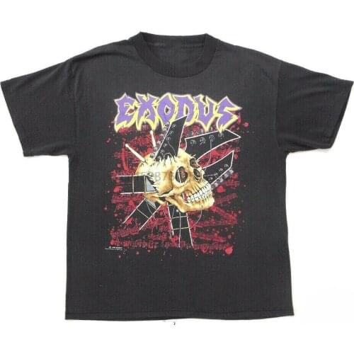 Exodus Vintage T Shirt 1990 Impact Is Imminent Tour Cities Thrash Metal Concert! Cotton Short Sleeve Tee Shirt