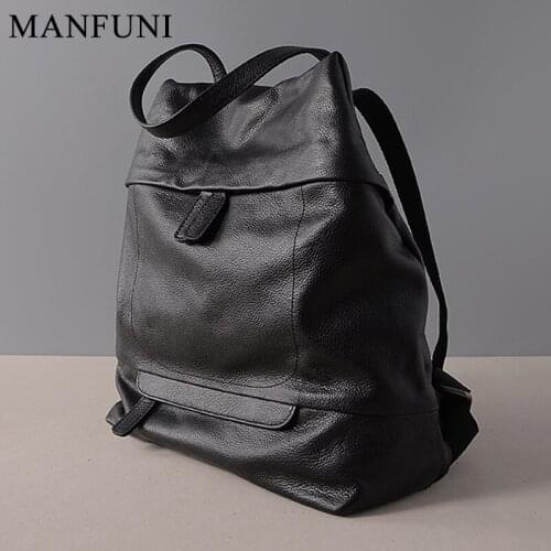 Large Capacity Women Backpack 100% Natural Leather Vintage Daily Casual Travel Bag Students Schoolbag High Quality Knapsack
