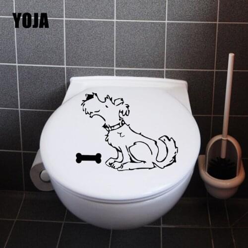 YOJA 23.5X18CM Funny Cartoon Pet Dog Wall Decals Toilet Sticker Living Room Home Decor T5-1446