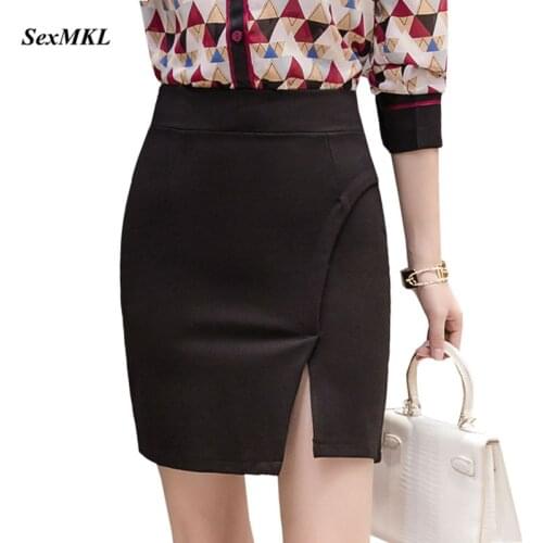SEXMKL Plus Size Women Black Mini Skirt 2020 Fashion High Waist Red Skirts Korean Office Lady Sexy Short Pencil Skirt Jupe Femme