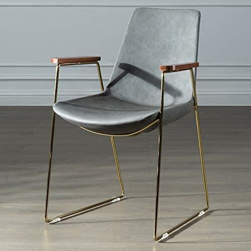 Chinafurniture Nordic minimalist metal leather dining chair coffee shop casual negotiation armchair restaurant backrest chair