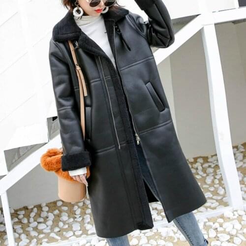 OFTBUY 2021 Double-faced Fur Real Leather Coat Real Fur Coat Winter Jacket Women Natural Sheep Fur Long Outerwear Streetwear New