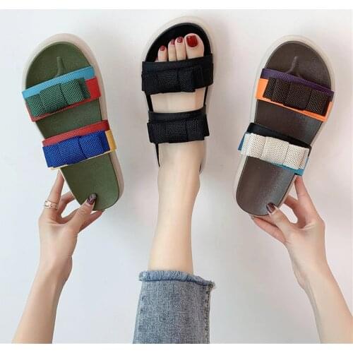 COOTELILI Woman Slippers 2021 New Slippers Summer 3.5cm Heel Shoes Shoes For Women Bow Decoration Flats Basic Plus Size 39 40 41