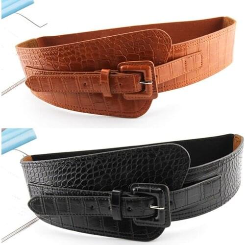 Women Pu Leather Waistband Wide Belt Vintage Elastic Shirt Cummerbunds Body Corset Waistbands Korean Solid Color Fashion Belts