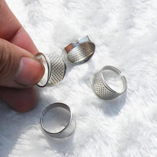 1 Pc Household Sewing DIY Tools Silver Ring Thimble Finger Protector Quilting Craft Accessories Sewing Thimbles Adjustable Ring