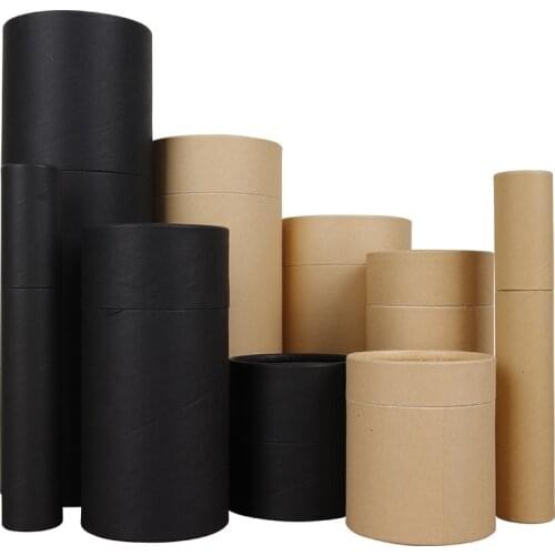 100pcs/lot wholesale black kraft paper tube tea can wine bottle pencil tube paper tube painting tube essential oil tube