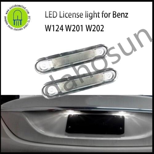 2Pcs Dahosun White LED License Plate Light Fit for Mercedes-Benz W124 W201/202 Models